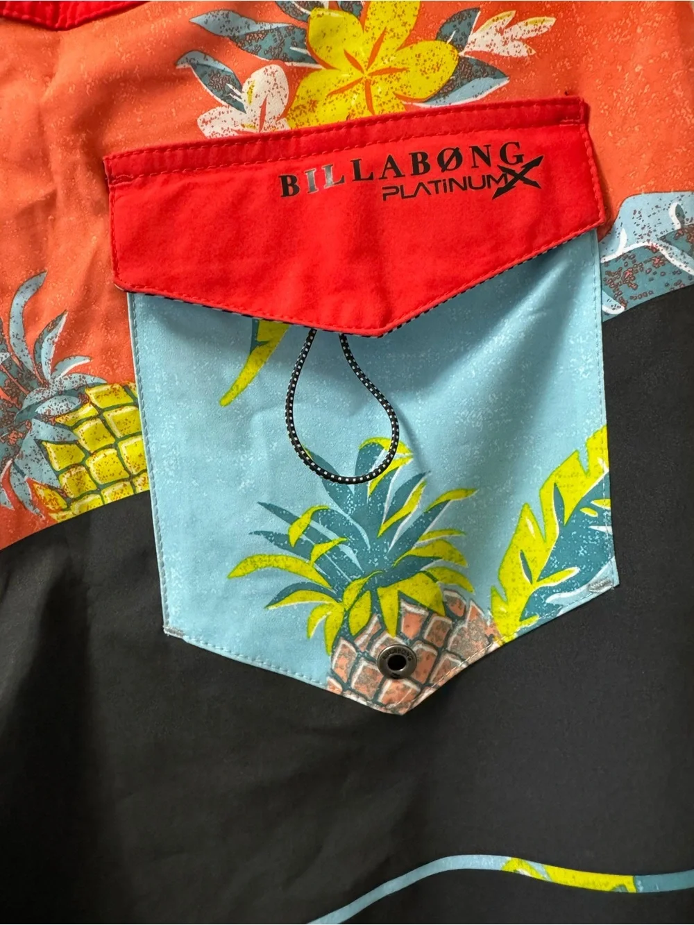 Billabong Men’s Red, Black & Light Blue Pineapple Board Shorts